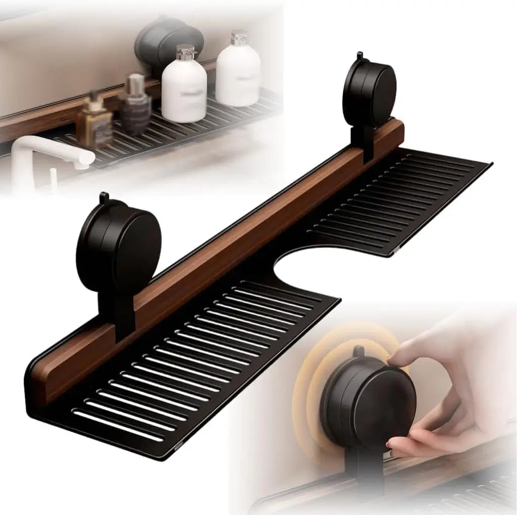 AquaLine – Organisateur de Lavabo en Inox et Bois