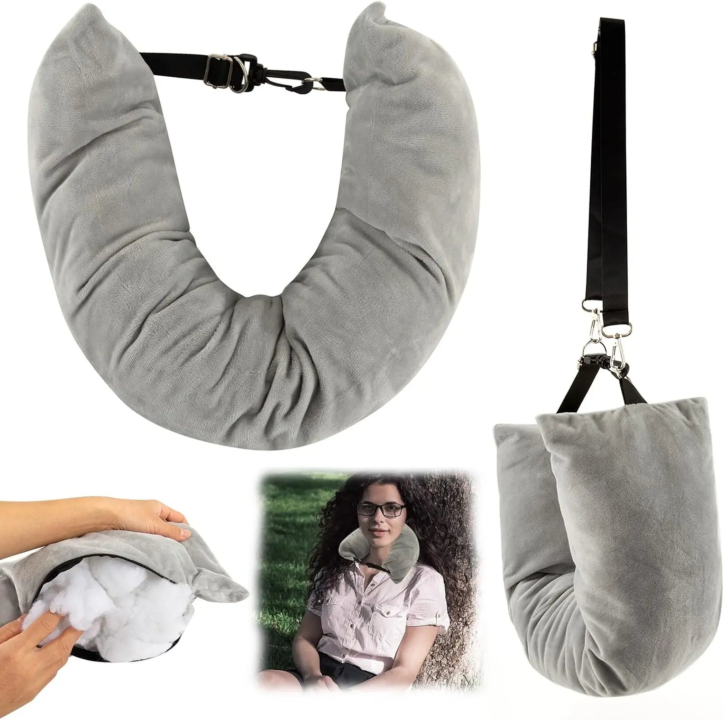 Oreiller Valise Discret – avec rangement caché, idéal pour l’avion, le train et les longs voyages