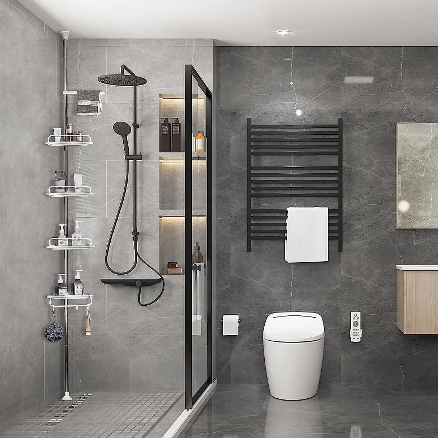 Support de Douche Extensible avec 4 Niveaux