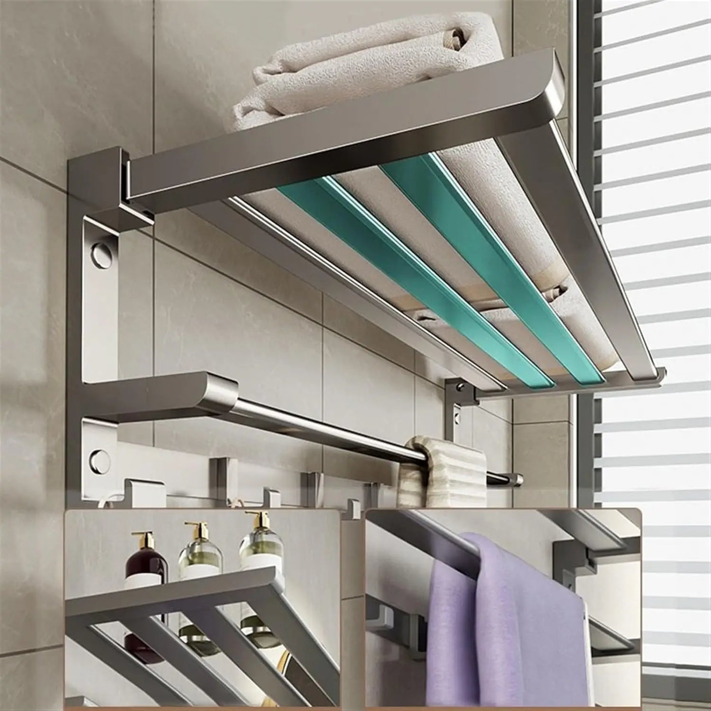 Étagère Murale Pliable Salle de Bain