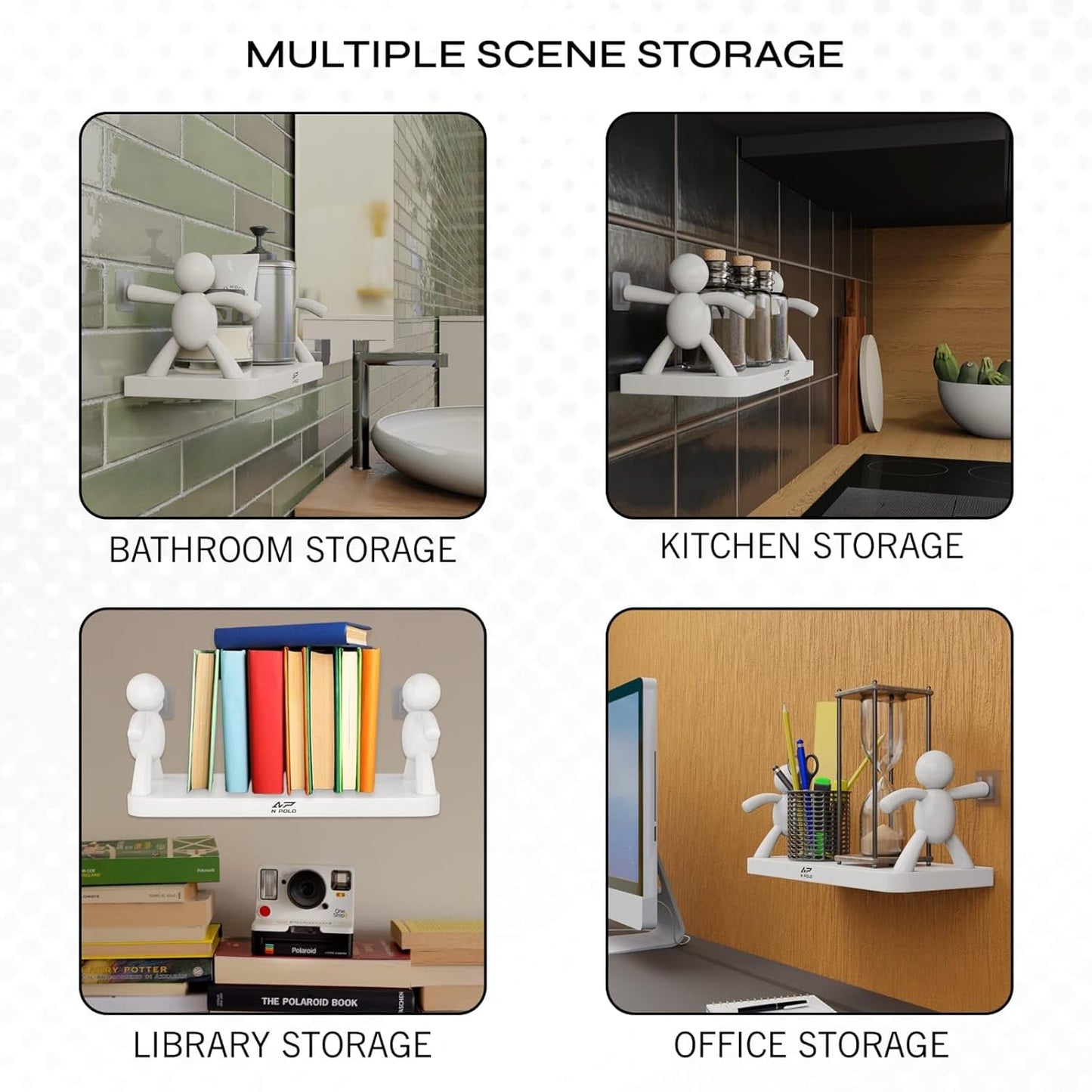 Étagère Murale Multi-Usage Sans Perçage – Rangement Cuisine et Salle de Bain