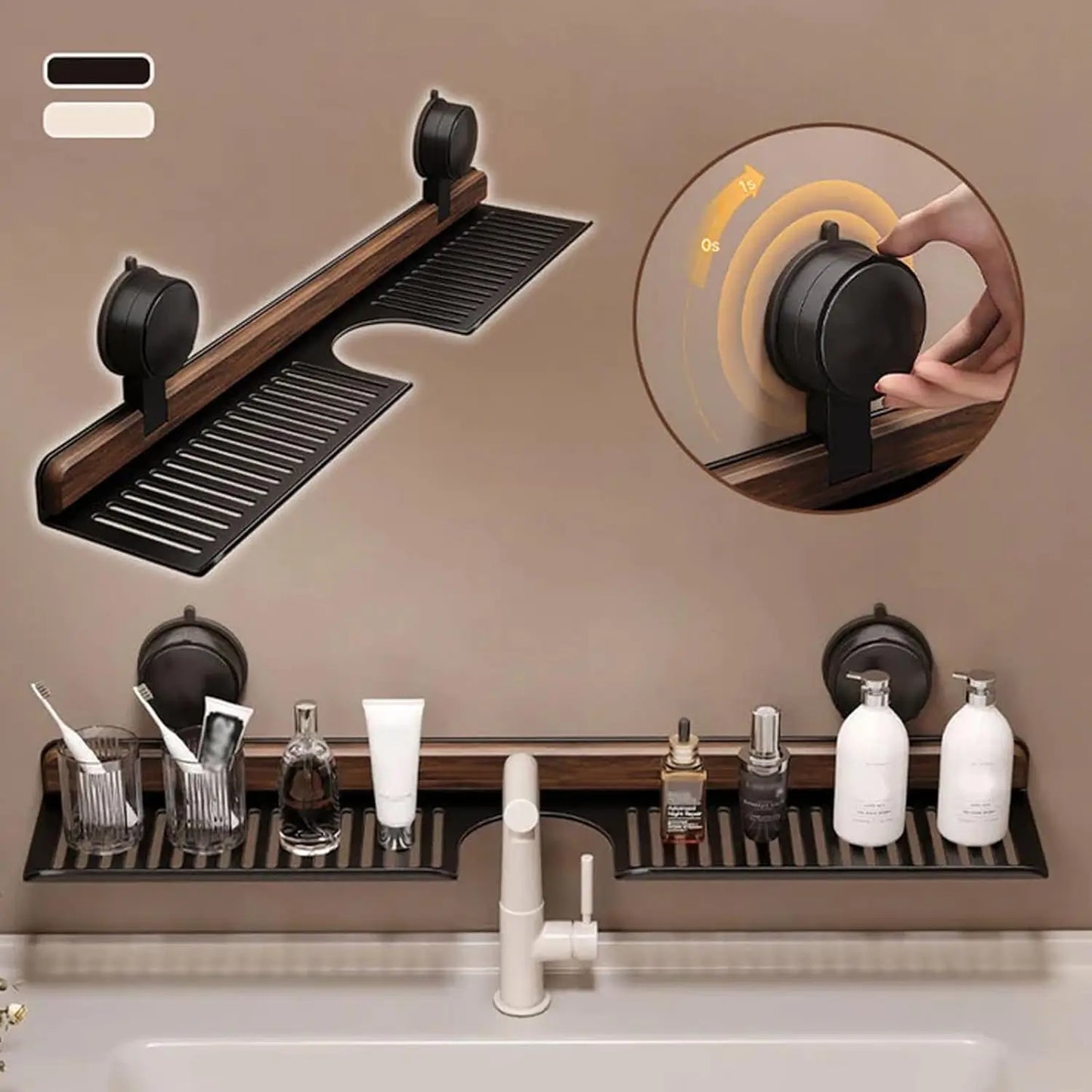 AquaLine – Organisateur de Lavabo en Inox et Bois
