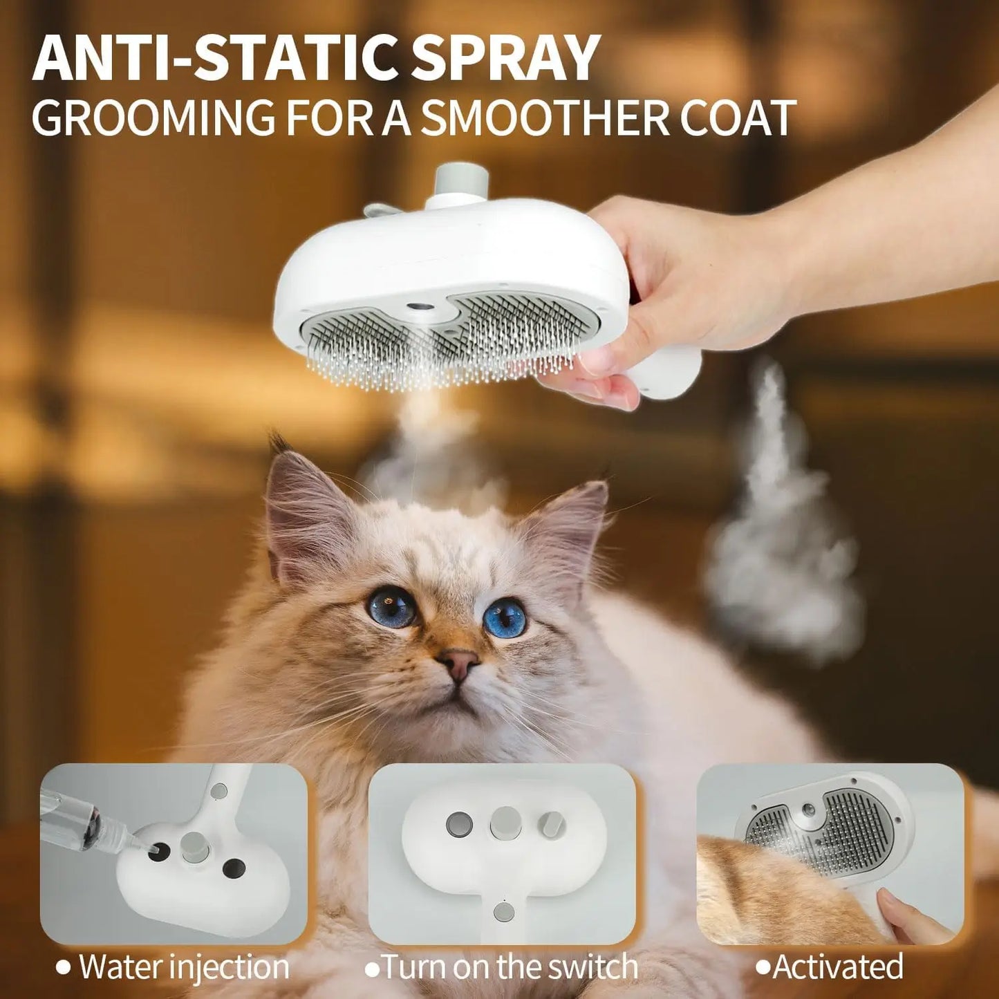 Brosse Pulvérisante pour Chiens et Chats