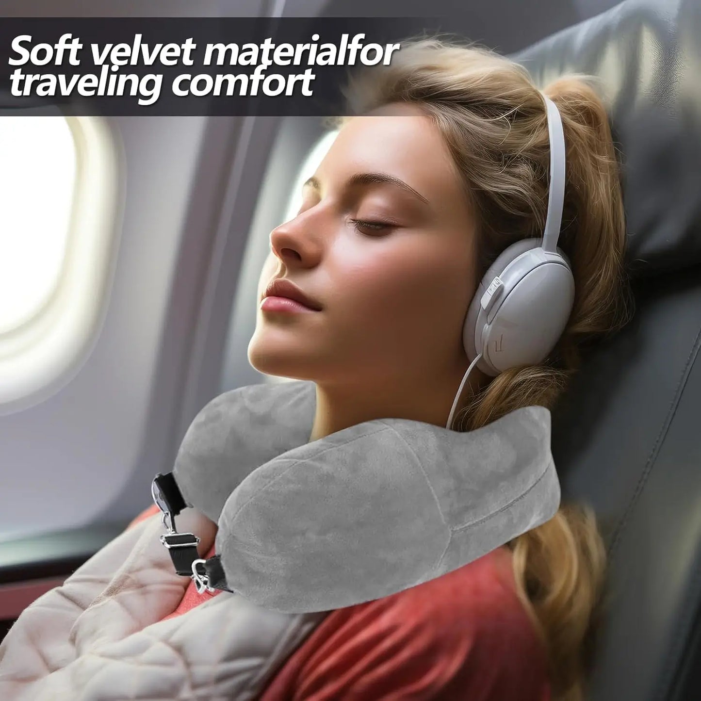 Oreiller Valise Discret – avec rangement caché, idéal pour l’avion, le train et les longs voyages