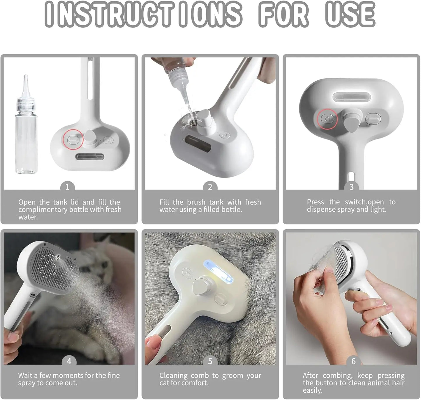 Brosse Pulvérisante pour Chiens et Chats