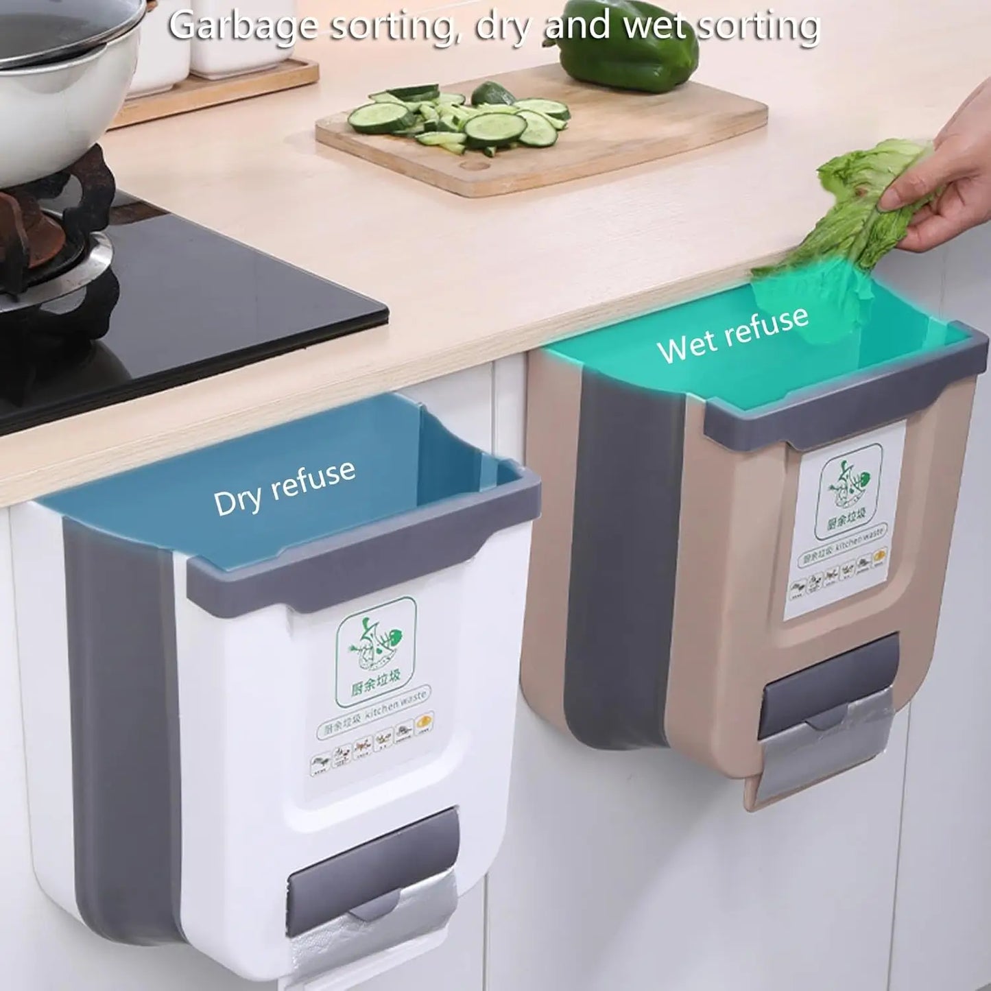 Poubelle de Cuisine Pliable – Accroche-Tiroir