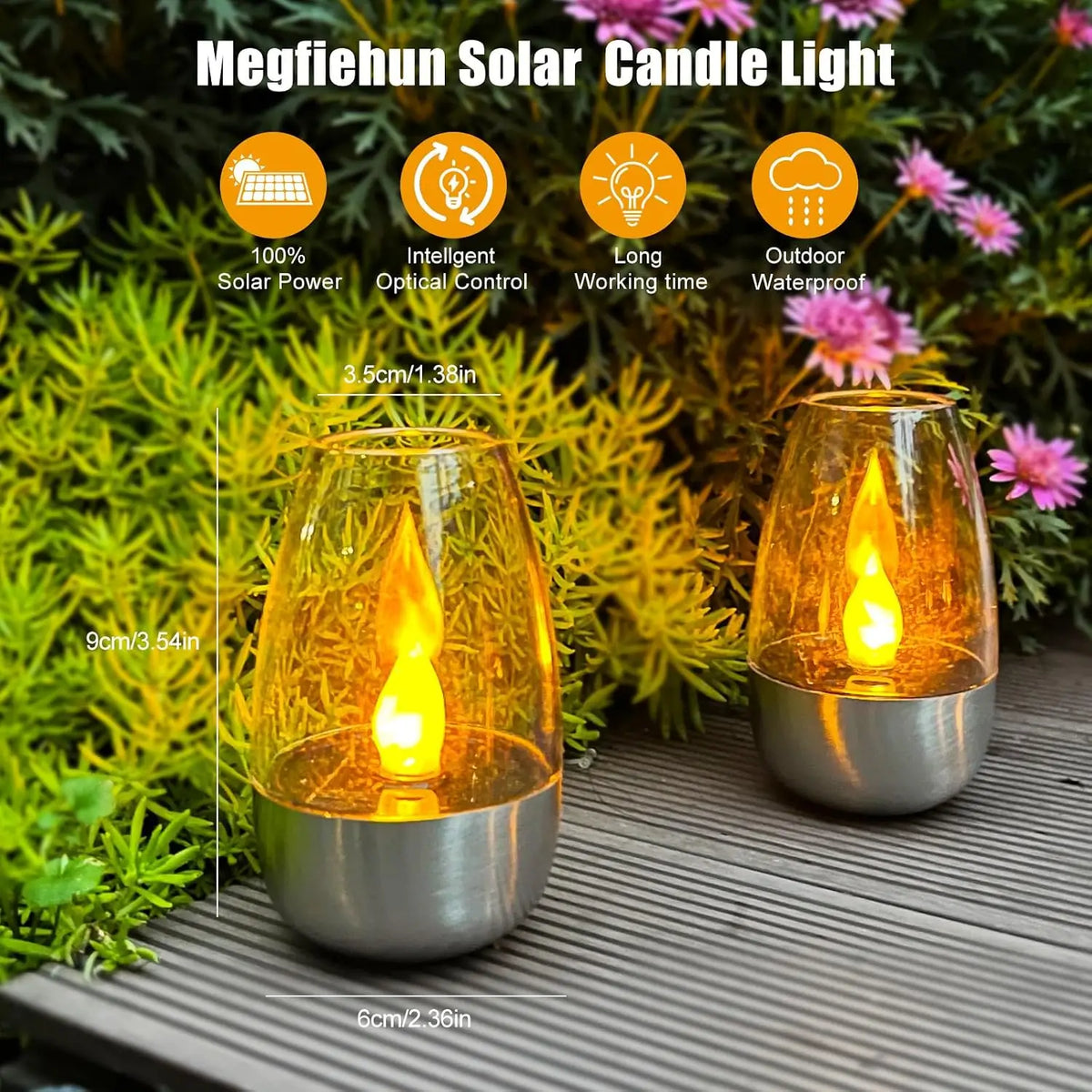 Lot de 4 Bougies Solaires Décoratives Effet Flamme