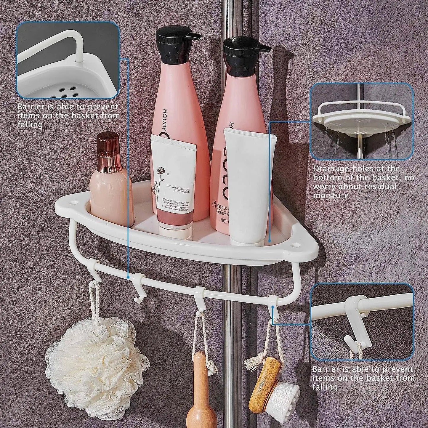 Support de Douche Extensible avec 4 Niveaux