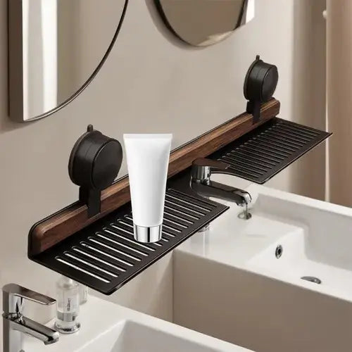 AquaLine – Organisateur de Lavabo en Inox et Bois