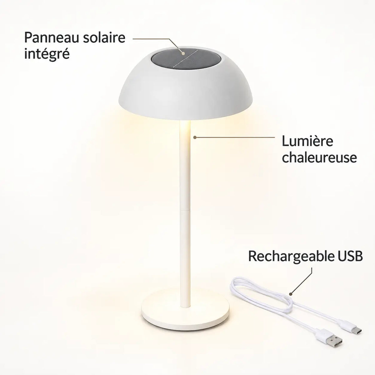 Lampe de Table Solaire Rechargeable
