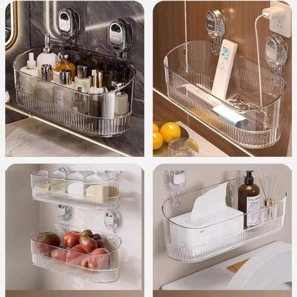 Panier de Rangement Mural – Salle de Bain et Cuisine – Sans Perçage