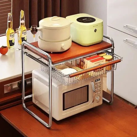 Étagère pour Micro-ondes avec Panier Coulissant
