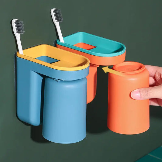 Set de 2 Porte-Brosses Muraux avec Gobelets