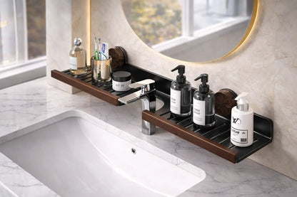 Organisateur de Lavabo Inox & Bois
