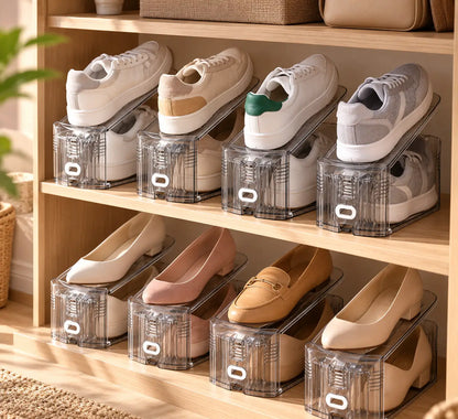 Pack de 4 Organisateurs de Chaussures Réglables Transparents