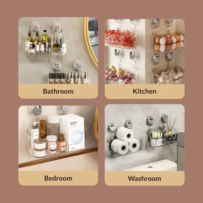 Panier de Rangement Mural – Salle de Bain et Cuisine – Sans Perçage