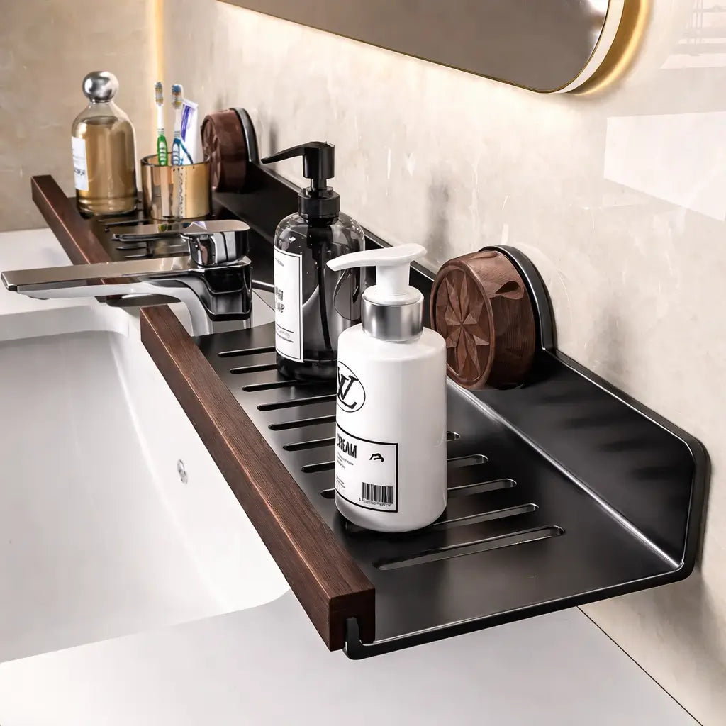 Organisateur de Lavabo Inox & Bois