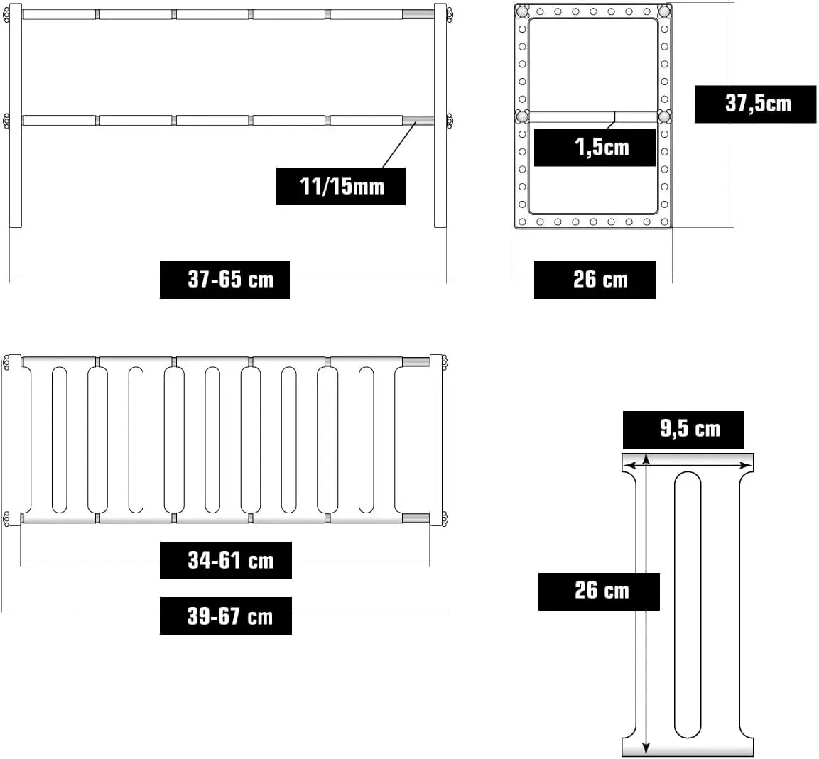 Étagère de Rangement Extensible 2 Niveaux