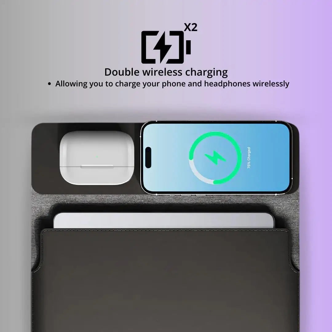 Pochette Laptop 3 en 1 avec Recharge Sans Fil – Support & Tapis Souris