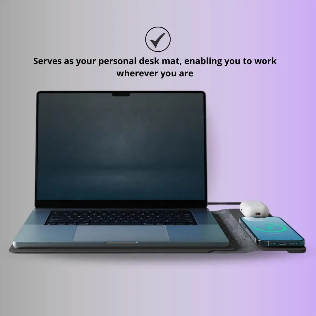 Pochette Laptop 3 en 1 avec Recharge Sans Fil – Support & Tapis Souris