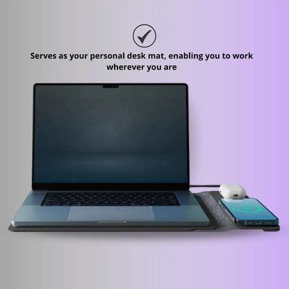 Pochette Laptop 3 en 1 avec Recharge Sans Fil – Support & Tapis Souris