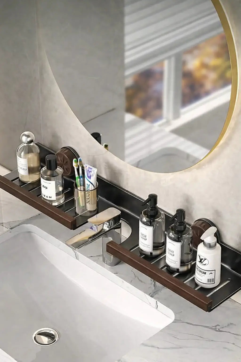 Organisateur de Lavabo Inox & Bois