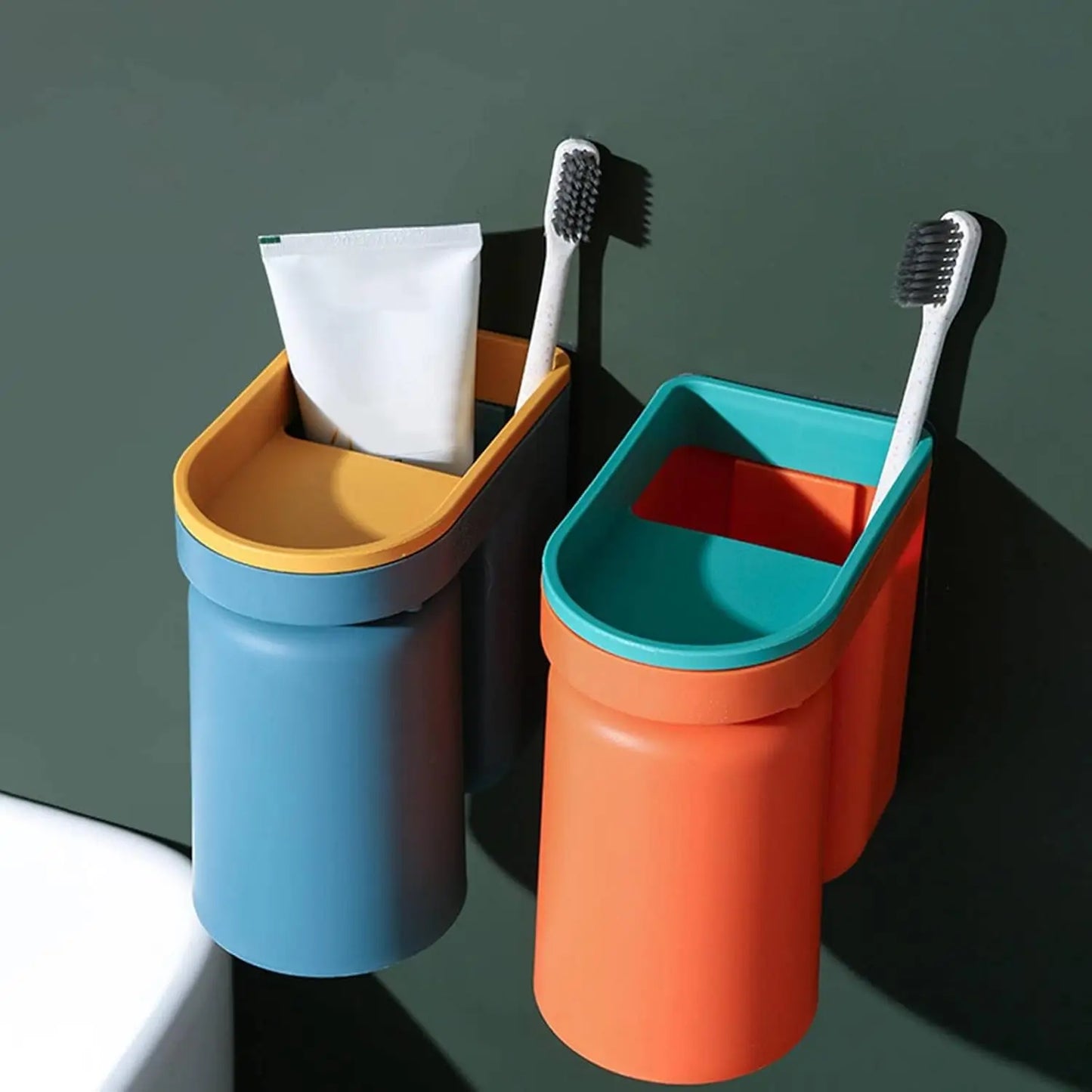 Set de 2 Porte-Brosses Muraux avec Gobelets