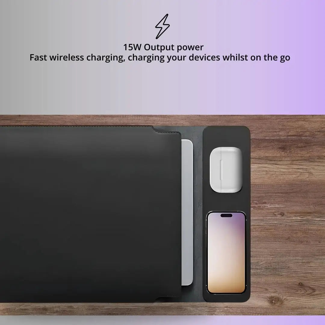 Pochette Laptop 3 en 1 avec Recharge Sans Fil – Support & Tapis Souris