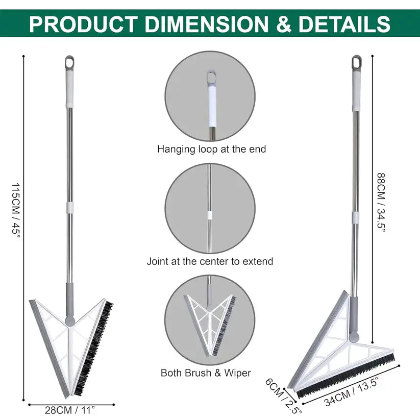 Balai Raclette Triangle Rotatif 2 en 1 – Sol, Coin & Vitres