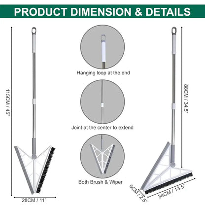 Balai Raclette Triangle Rotatif 2 en 1 – Sol, Coin & Vitres