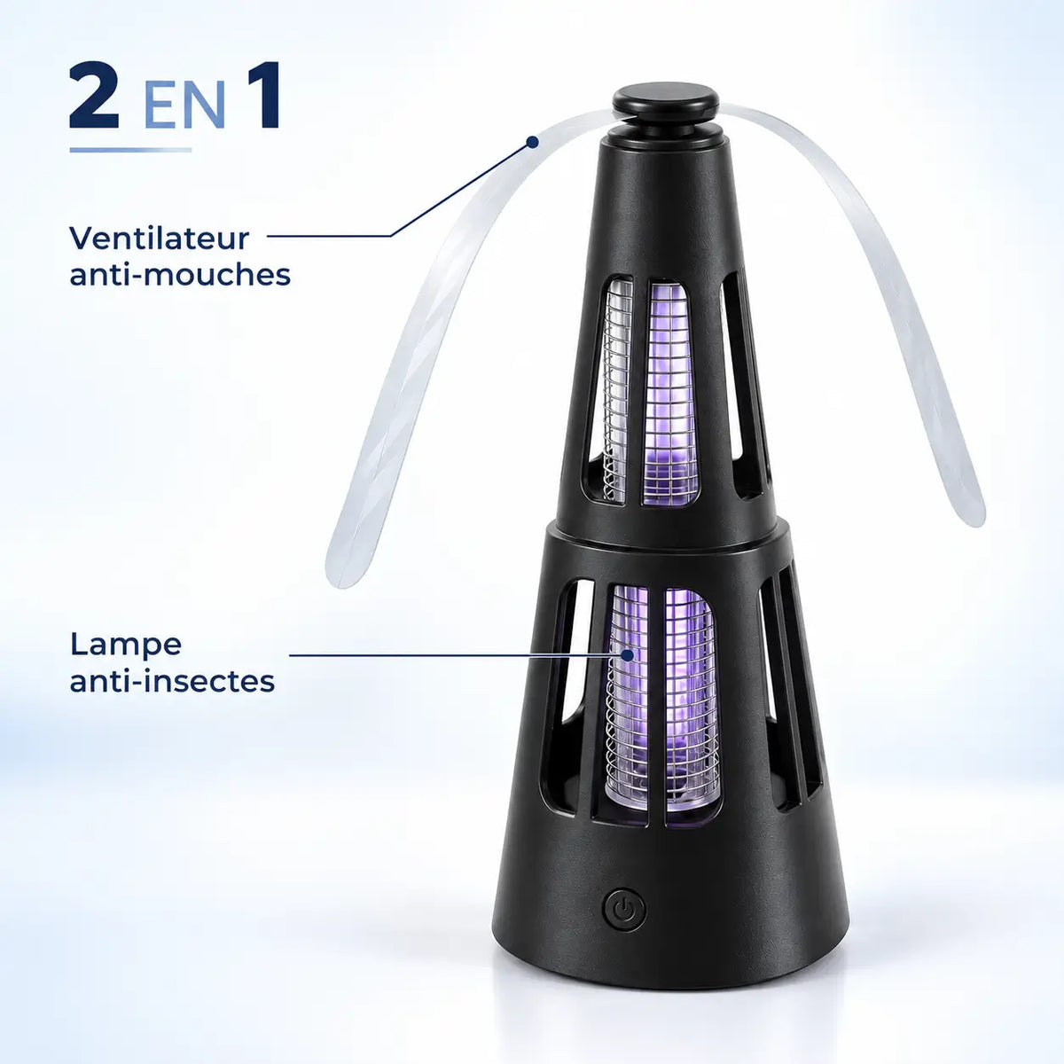 Ventilateur anti-mouches & lampe anti-insectes 2-en-1