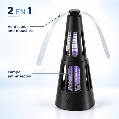 Ventilateur anti-mouches & lampe anti-insectes 2-en-1