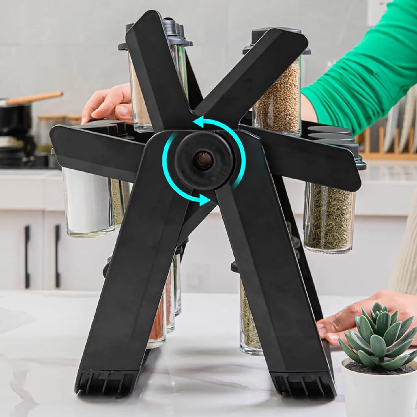 Porte-Épices Rotatif 360° – 18 Bocaux Pratiques