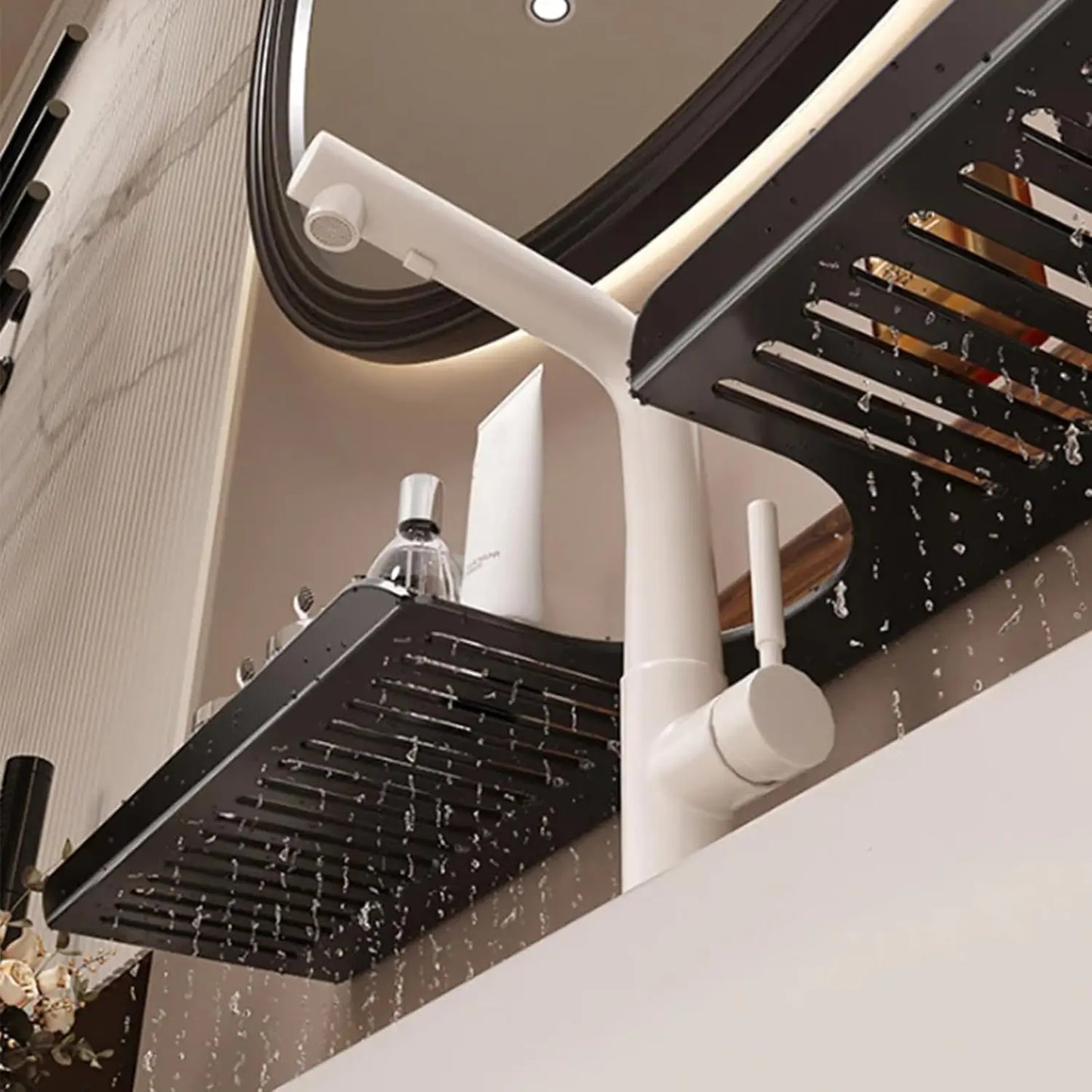 AquaLine – Organisateur de Lavabo en Inox et Bois