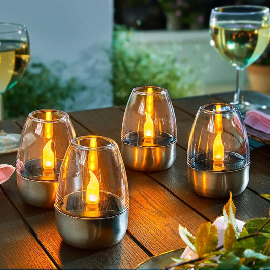 Lot de 4 Bougies Solaires Décoratives Effet Flamme