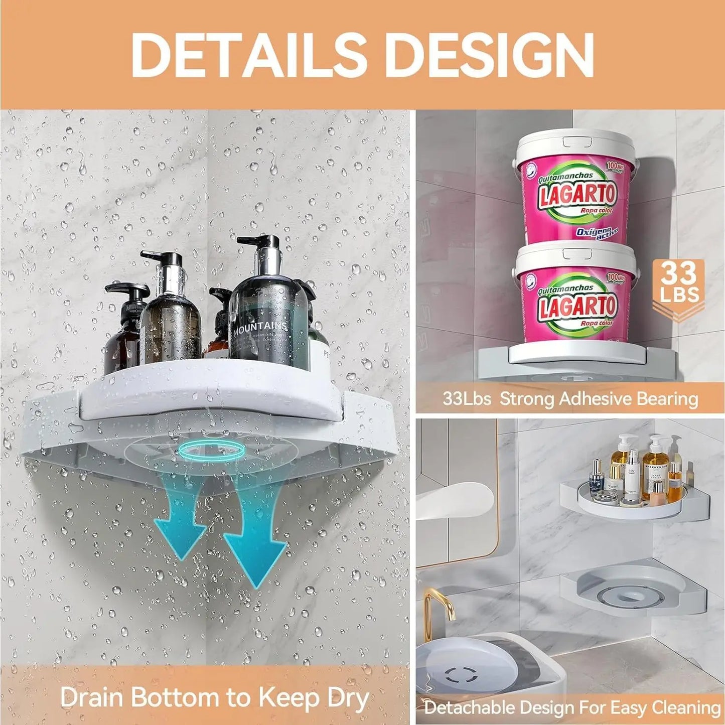 Étagère Murale 360° – Rangement d’Angle Rotatif Sans Perçage