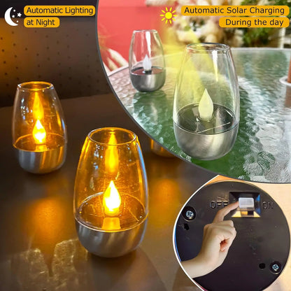 Lot de 4 Bougies Solaires Décoratives Effet Flamme