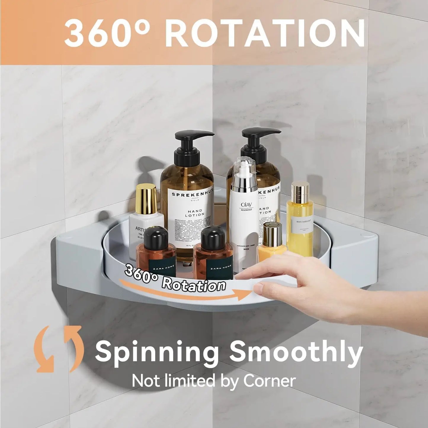 Étagère Murale 360° – Rangement d’Angle Rotatif Sans Perçage