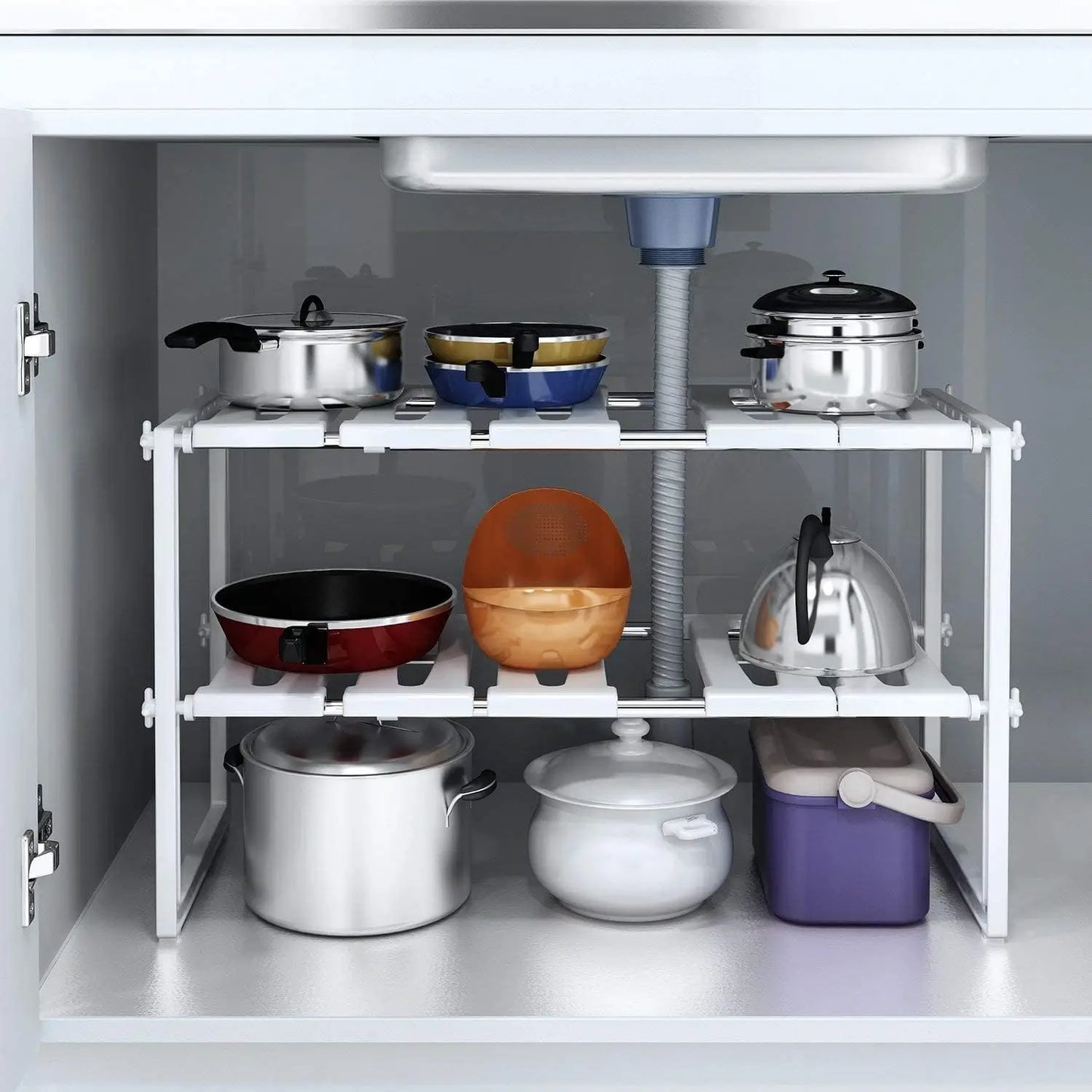 Étagère de Rangement Extensible 2 Niveaux