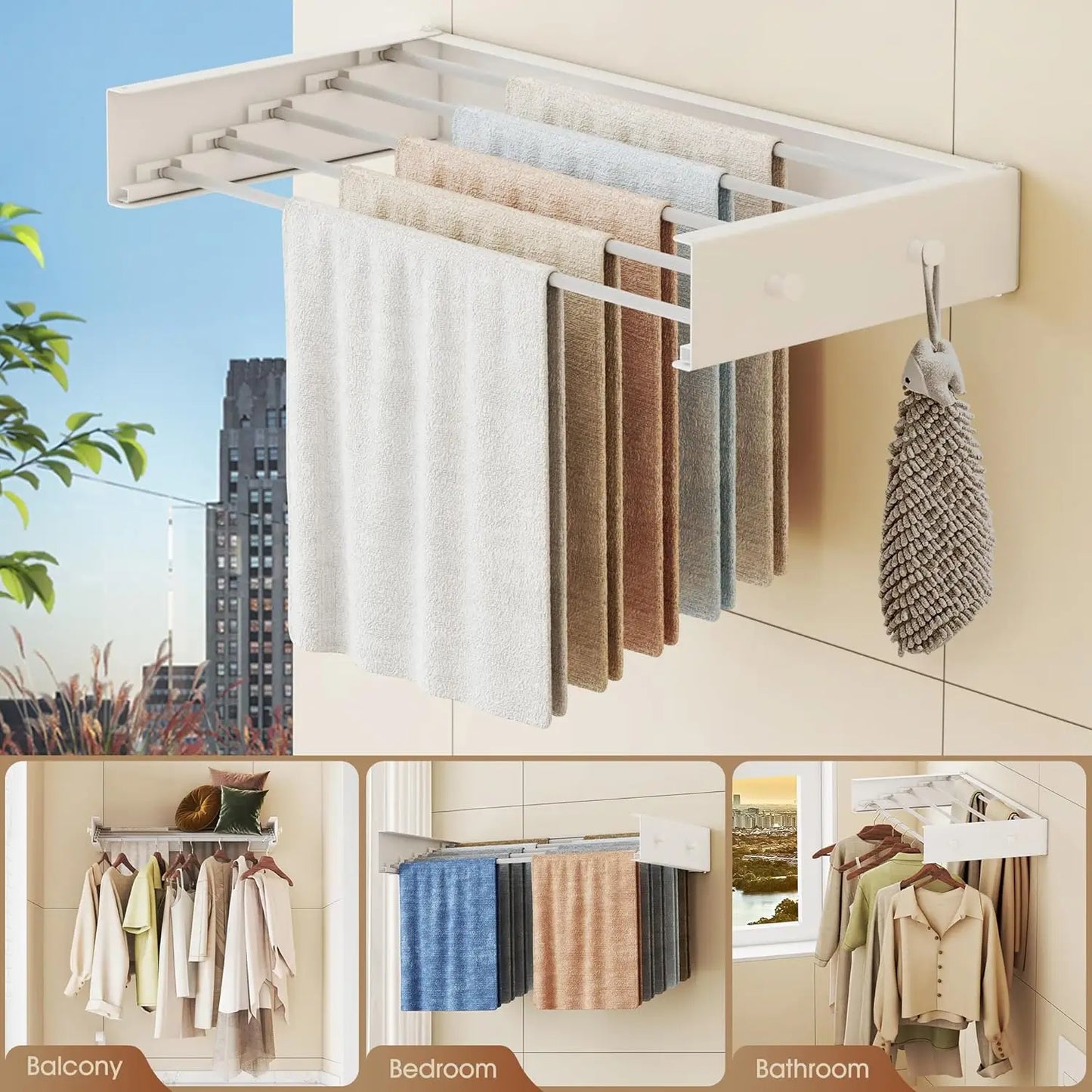 Support Linge Mural Pliable – Gain de Place & Séchage Vêtements