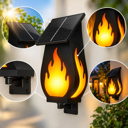 Applique Murale Solaire Effet Flamme