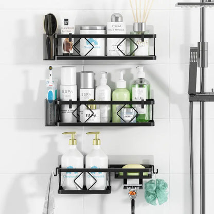 Pack 2 Étagères Murales de Douche Sans Perçage + Accessoires Offerts