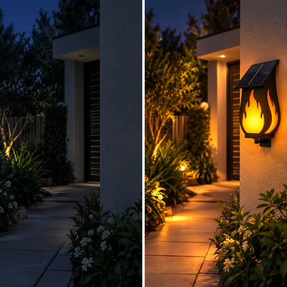 Applique Murale Solaire Effet Flamme