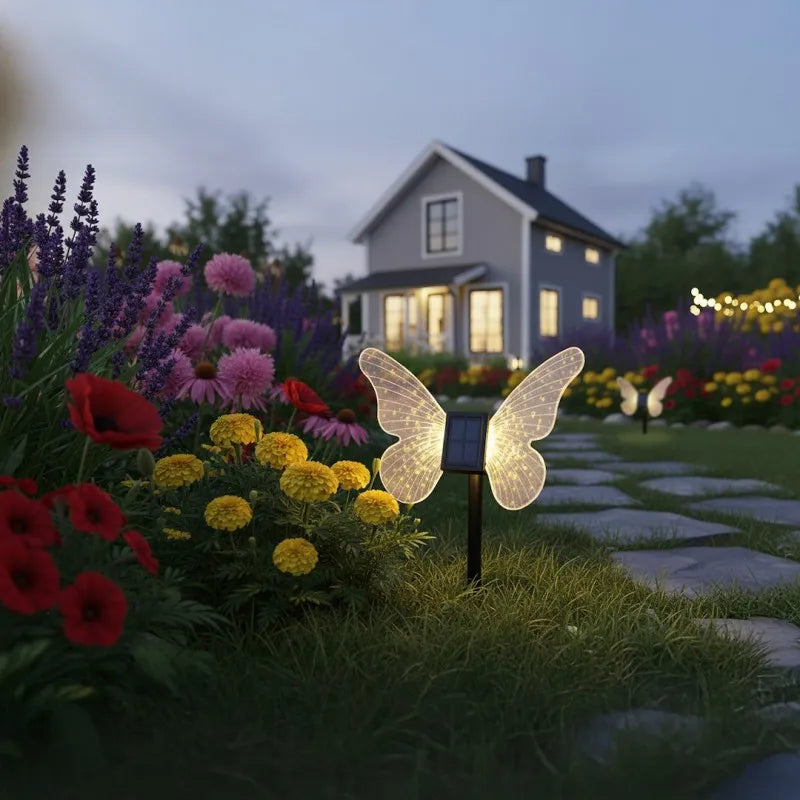 Lampe Solaire Papillon – Lumière Décorative Extérieure