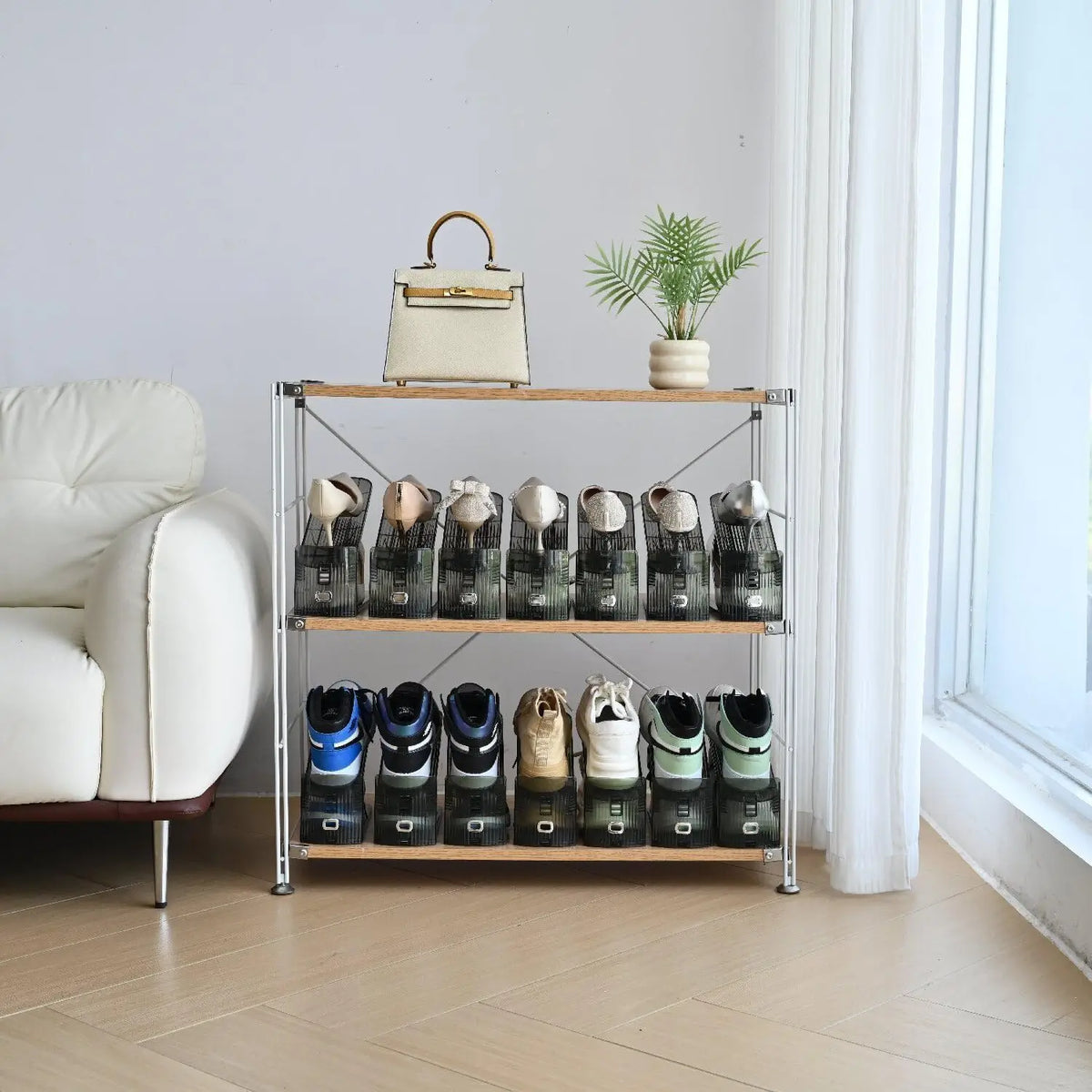 Pack de 4 Organisateurs de Chaussures Réglables Transparents