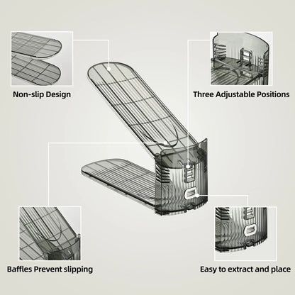 Pack de 4 Organisateurs de Chaussures Réglables Transparents